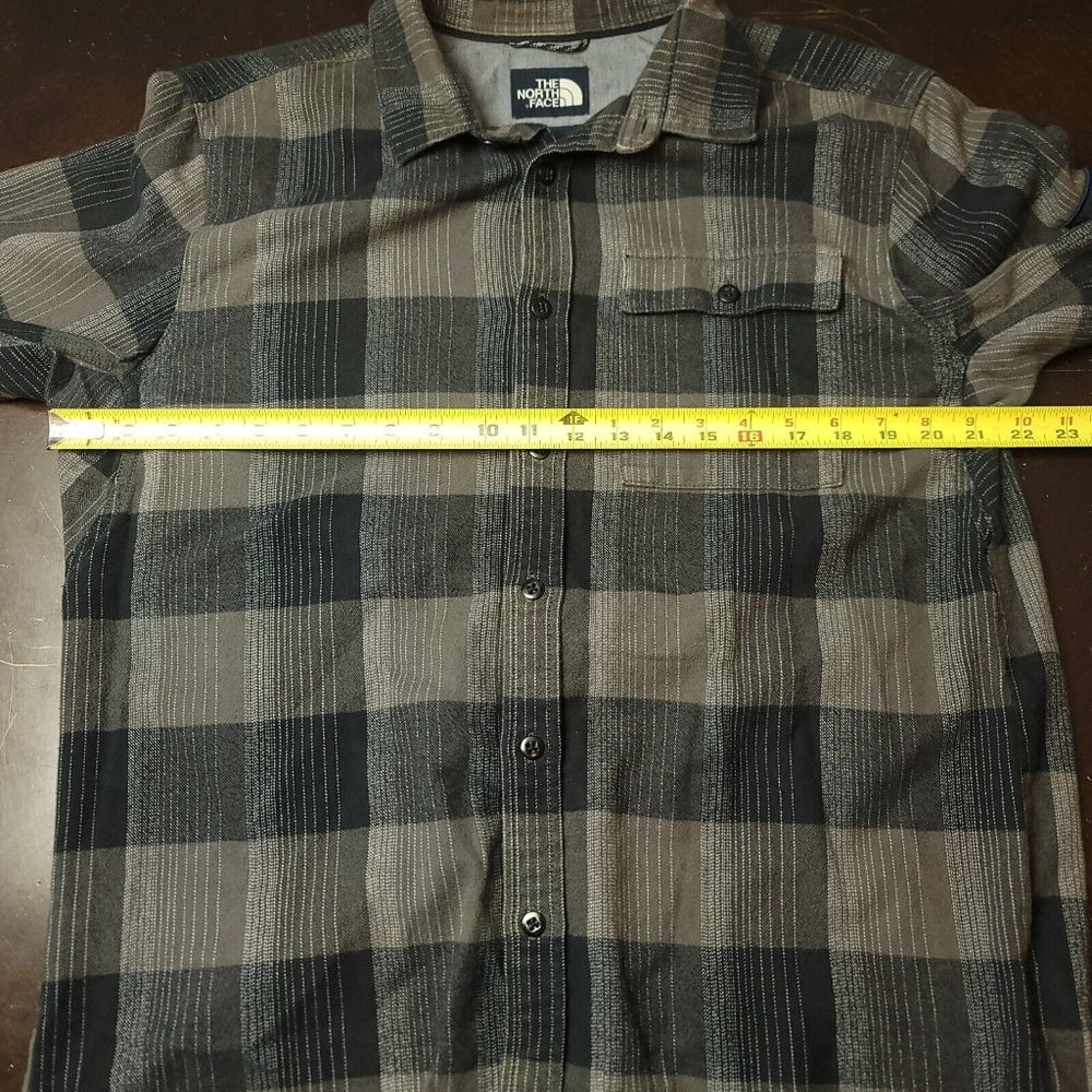 The North Face Mens L Shirt Gray Plaid Stayside Chamois Button Front - Picture 9 of 13